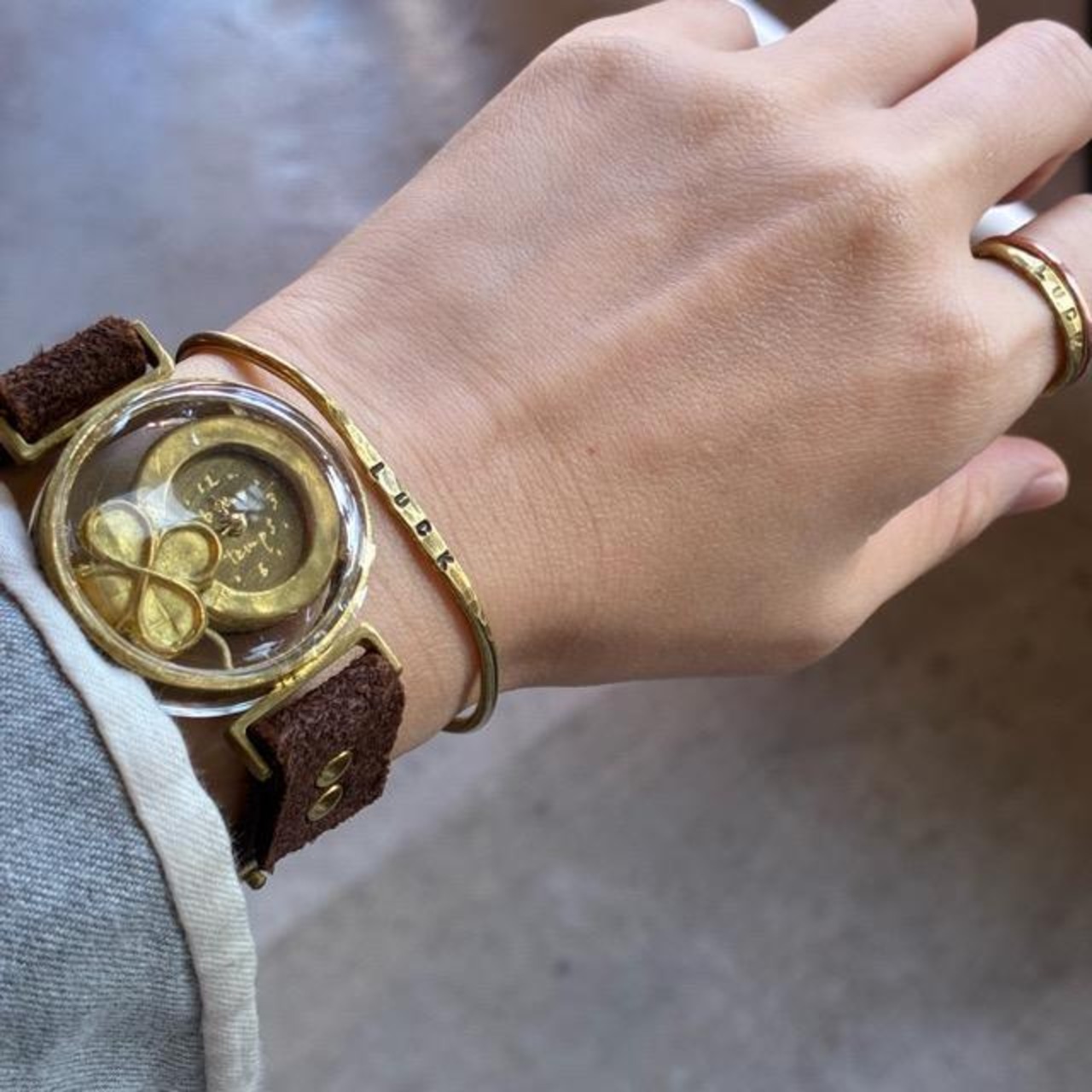 【Made to order】Brass and leather handmade watch uy Time c clover DBR