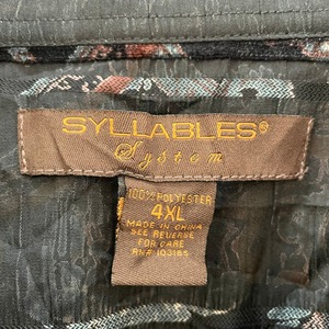 【SYLLABLES】4XL 超ビッグサイズなポリシャツ 総柄 長袖シャツ 4XL オーバーサイズ US古着 アメリカ古着