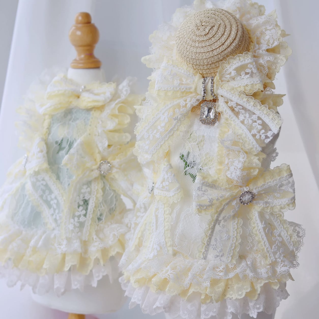 イエローリボンのフリルワンピース 00266