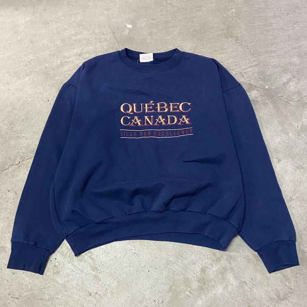 90年代 quebec canada ロゴ刺繍 スウェットシャツ メンズM 古着