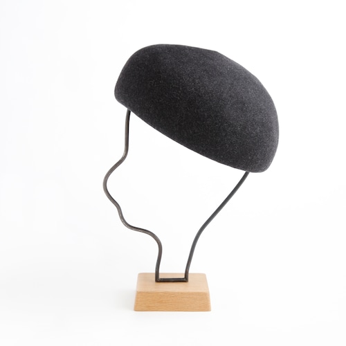 mature ha.／Japanese old wooden block beret／charcoal melange