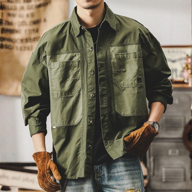 Double pocket vintage work shirt ( 3color )