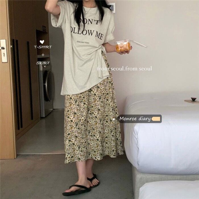 サマーTシャツ スカート 大人ガーリー スウィート キュート カジュアル 夏物 モンロー25003949979