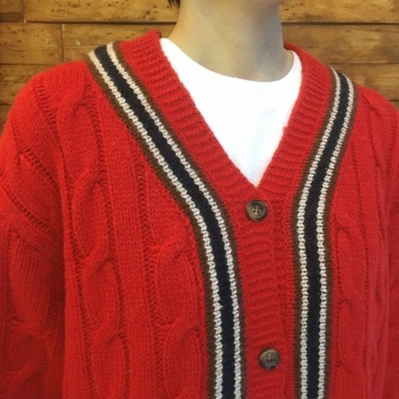 ICHI（イチ）　ラムケーブル　ロングカーディガン　レッド【SALE】