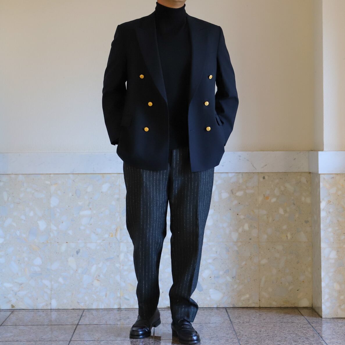 未使用】BROOKS BROTHERS Navy double blazer size42 Made in USA dead