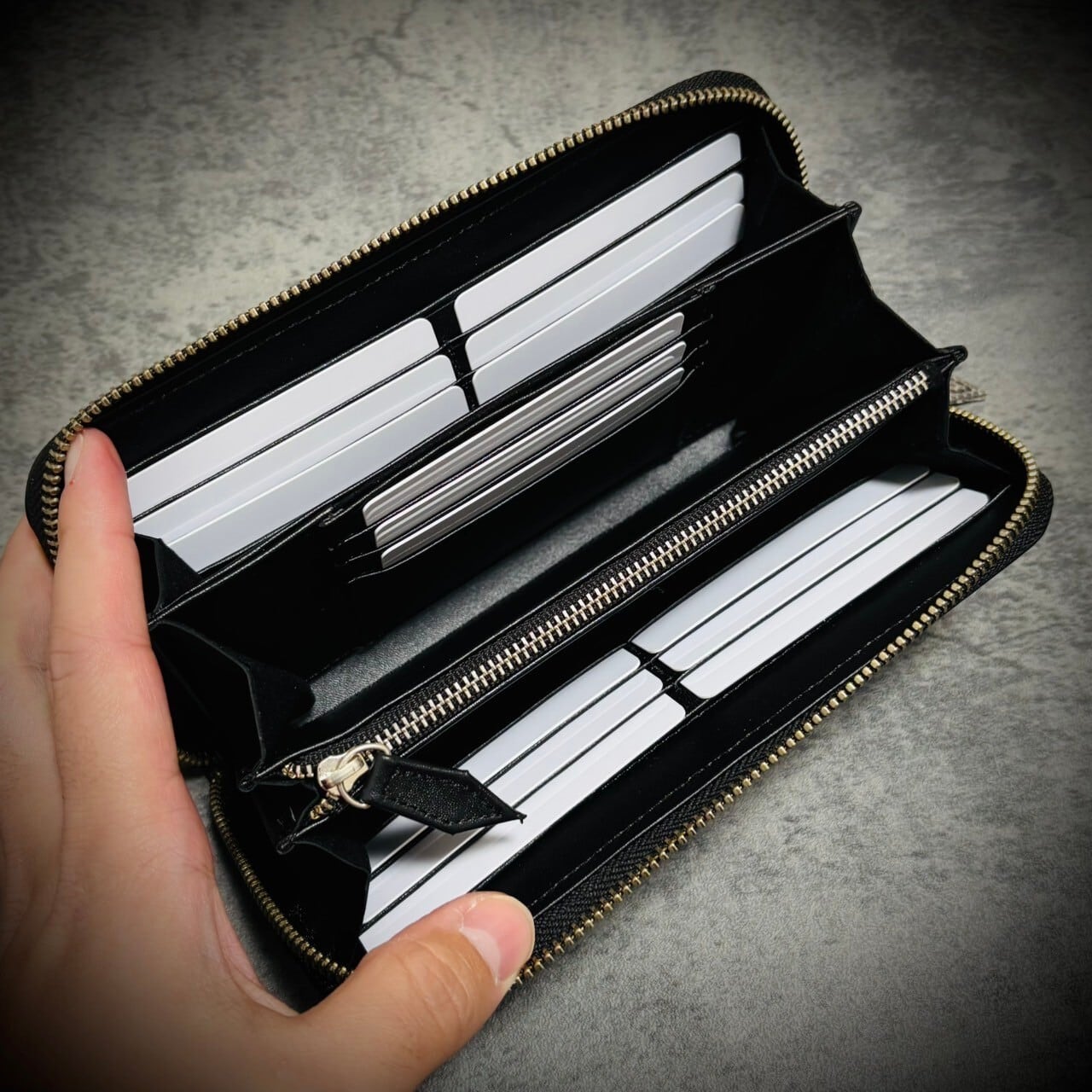 リザード 長財布 シャイニング加工 大容量 カード15枚 トカゲ メンズ