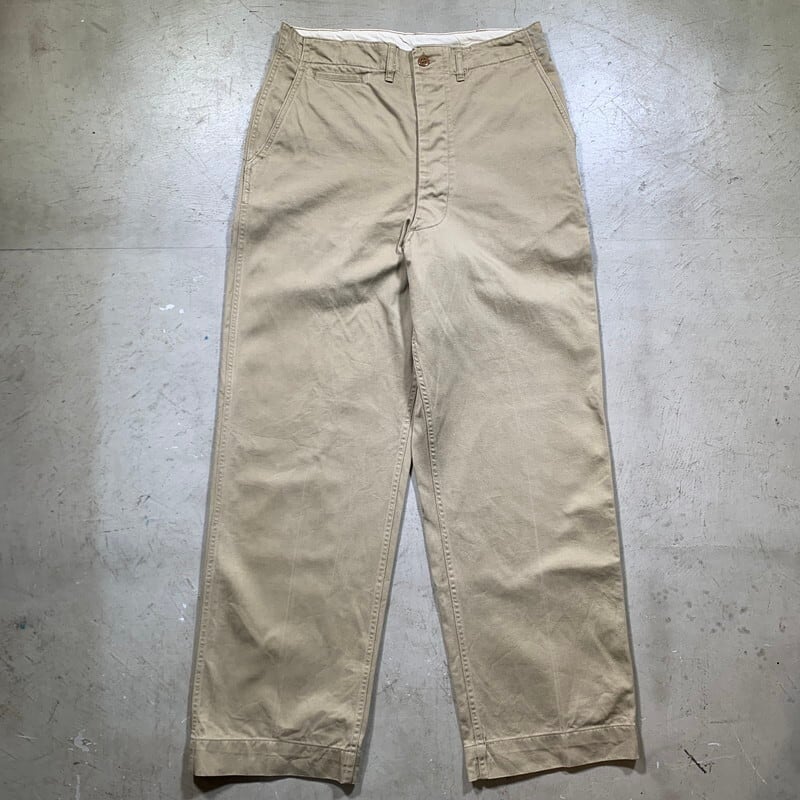 50's U.S.ARMY 45KHAKI チノトラウザーズ MIL-T-2064 CASSIDY MFG サイドダブルステッチ 尿素ボタン  ミリタリー 実寸W32～33 希少 ヴィンテージ BA-1579 RM1998H | agito vintage powered by BASE