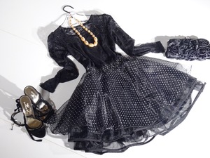 ★Ｆ☆魅力的なレ－ス＆ドット柄のワンピ(OPN7182)