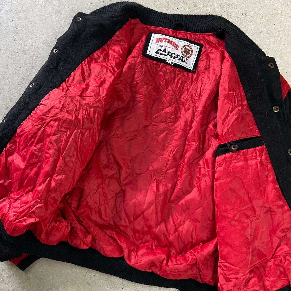 NHL NEW JERSEY DEVILS ウールスタジャン メンズXL相当 古着 アイス 