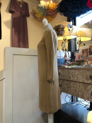 Vintage 60's beige knit jersey dress