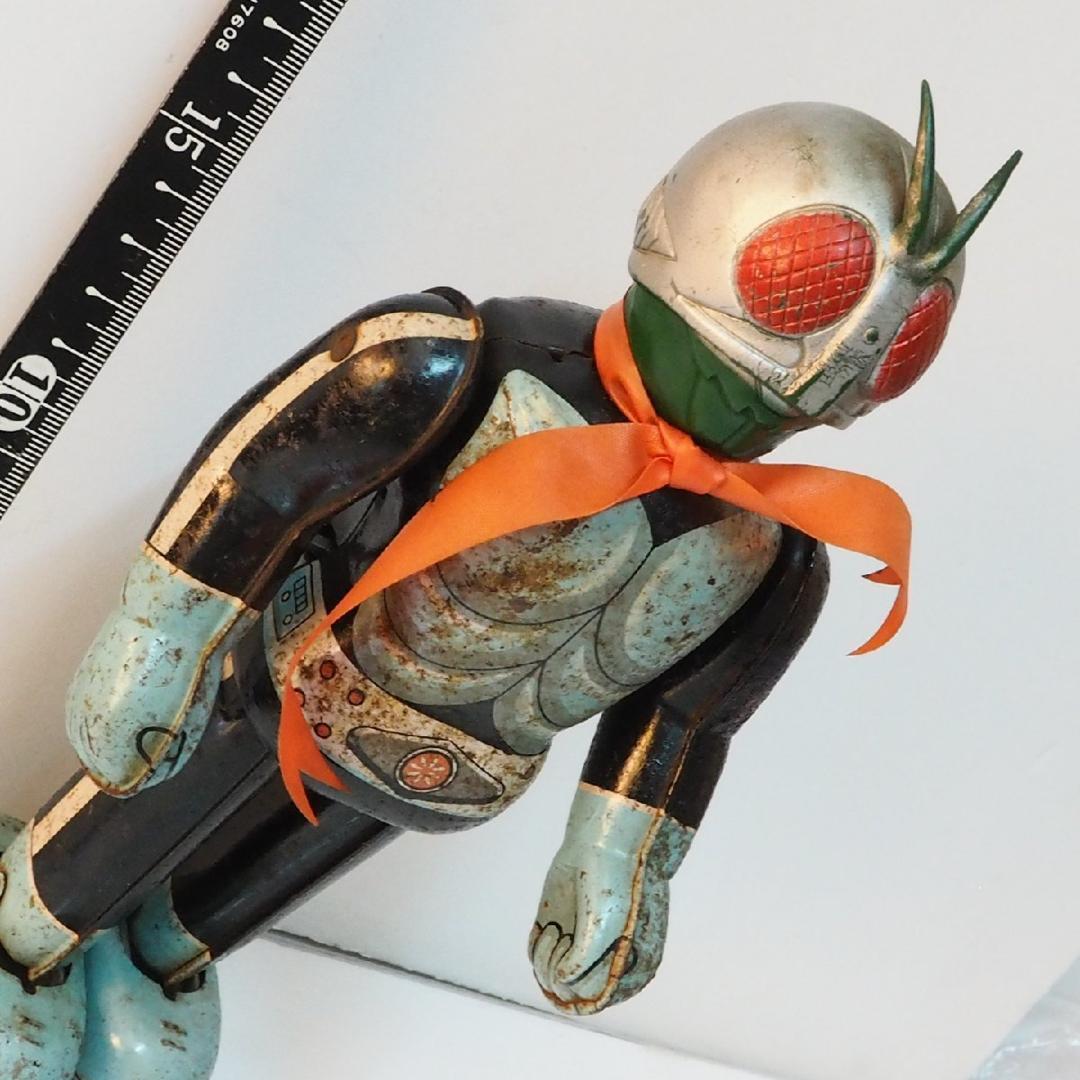 エンゼル【仮面ライダー2号 動作不良】当時物ブリキ ゼンマイ歩行 TIN TOY