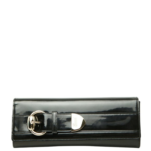 グッチ クラッチバッグ 213771 ブラック パテントレザー メタル レディース GUCCI 【中古】