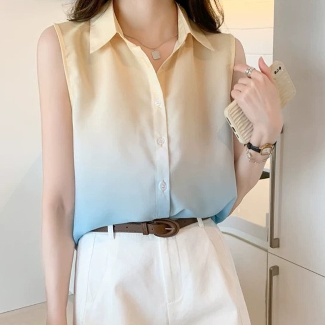 Sleeveless elegant gradient slim blouse
