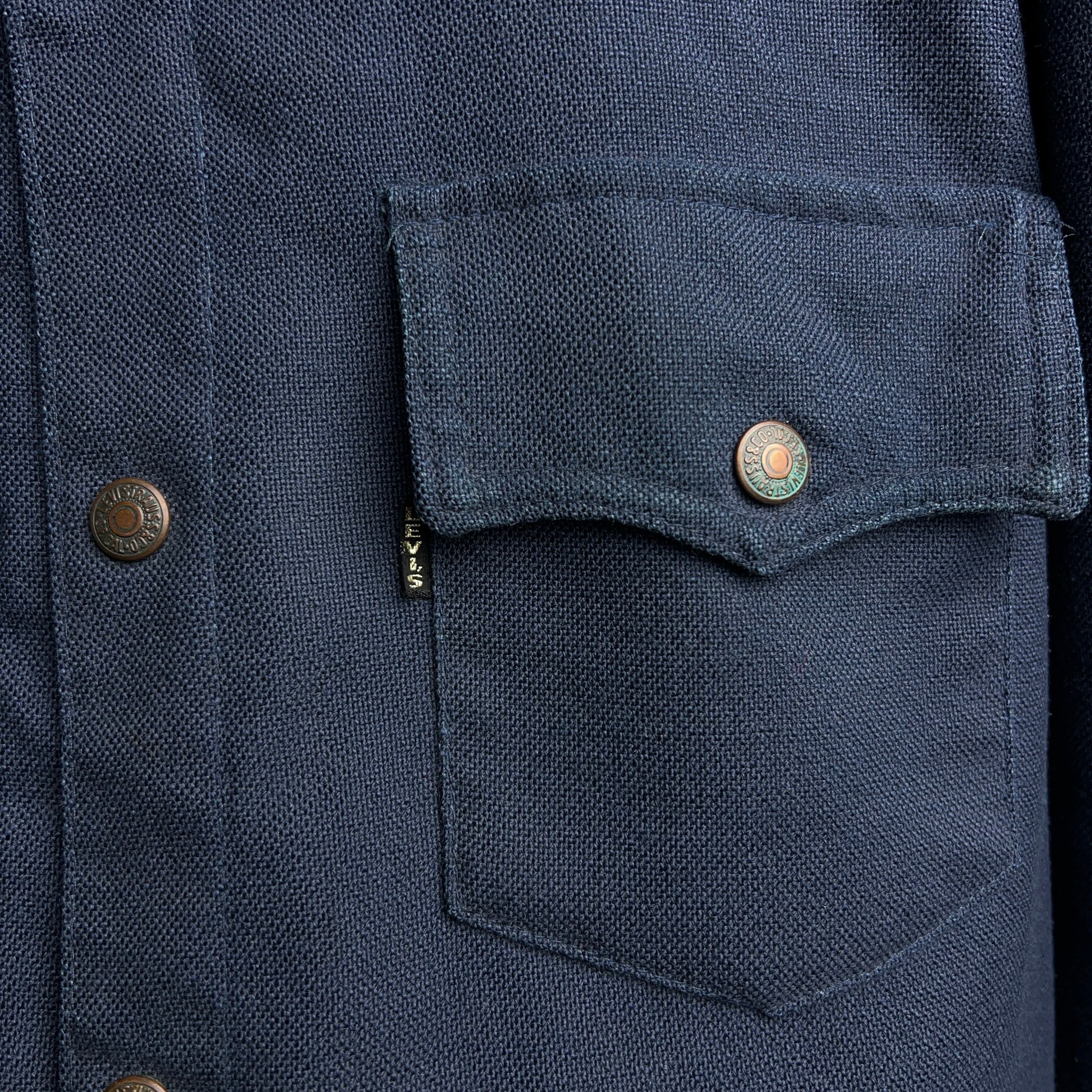 70's LEVI'S POLY-COTTON SHIRTJACKET NAVY BIG E 70年代 リーバイス