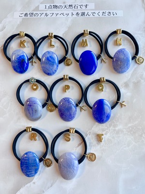 Oval Blue&purple Agate hair accessory(オーバル青紫アゲートヘアゴム)