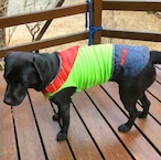 わんこ服大型犬LL "明るいグリーンのストレッチ布と赤い絹のバンダナふう襟”F-3