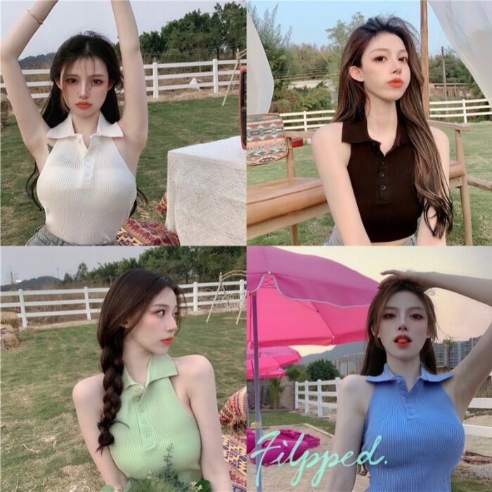 スプリングサマーホルターショートレッドトップス スリムシャツ レディース 春物 夏物 ドラファッションホール28508280293