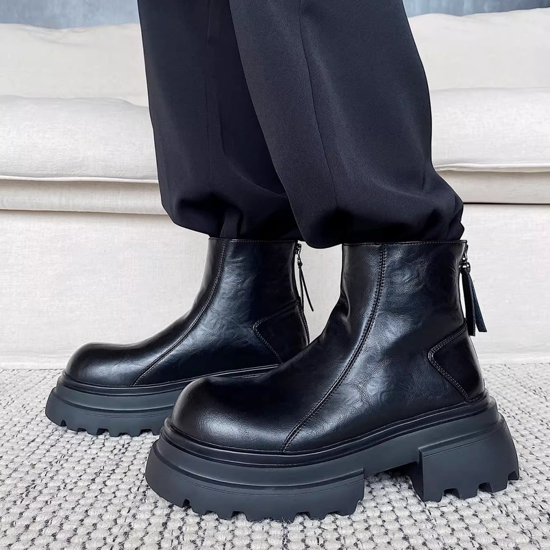 チャンキーソール 厚底ショートブーツ D12100