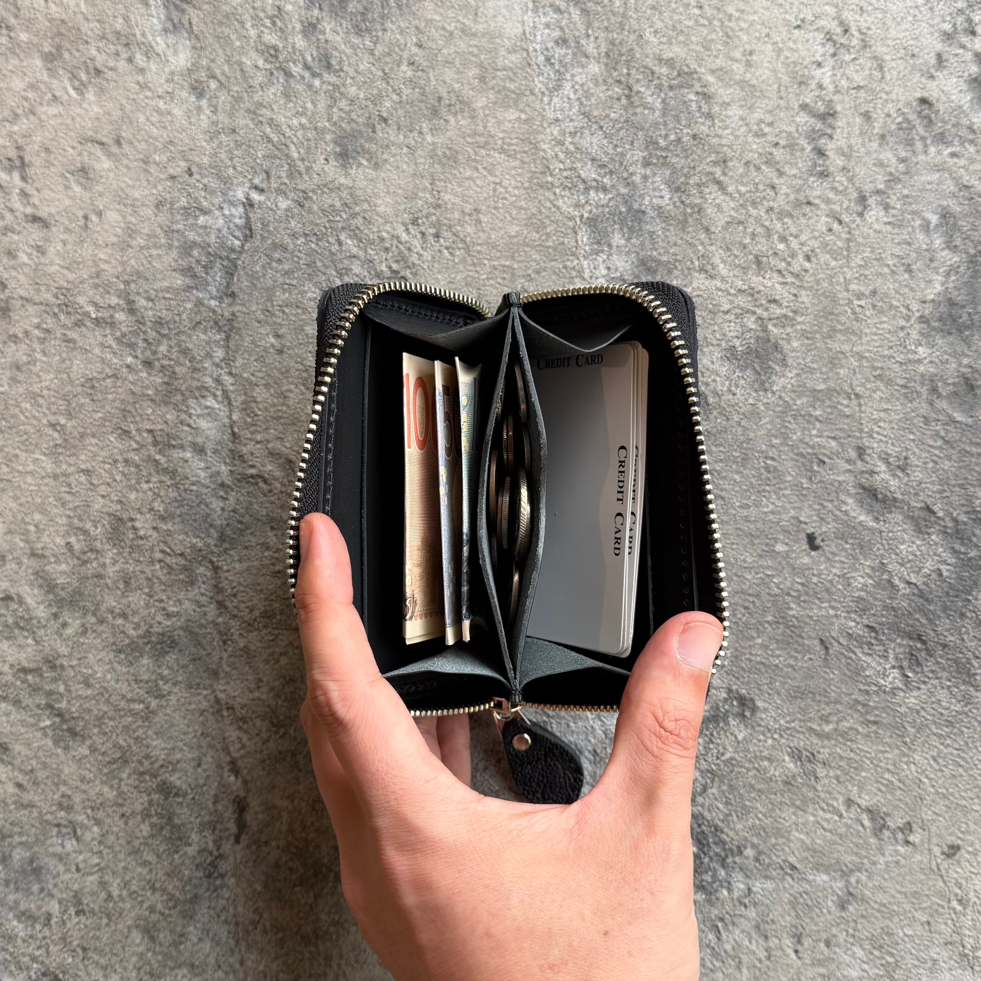 限定商品】ミニウォレット ラウンドジップ 姫路黒桟 エレファント