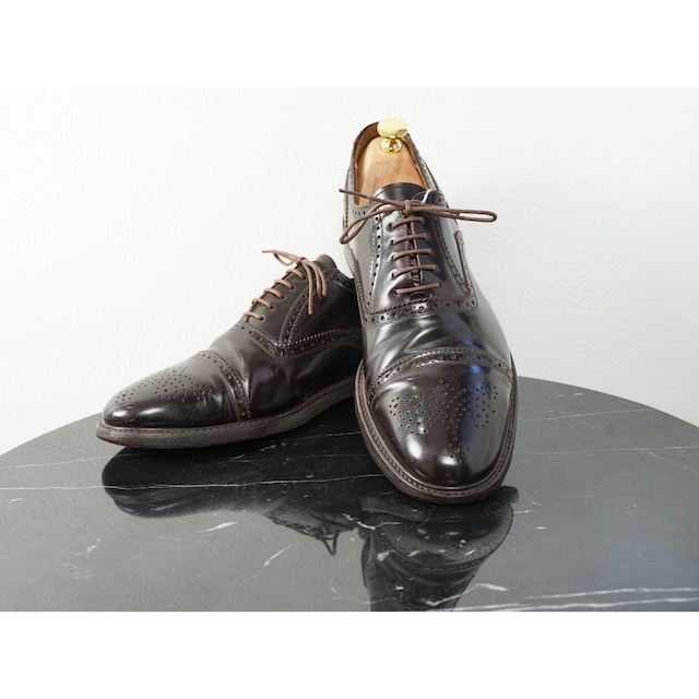 Cordwainer コードウェイナー Ago & Spago Milano セミブローグ レザーシューズ サイズ8(約26.5〜27cm相当)|SS82