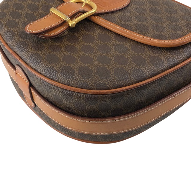 CELINE セリーヌ ショルダーバッグ ブラウン ブラゾン型押し PVCレザー フロントバックル vintage ヴィンテージ オールド 5gbbcv