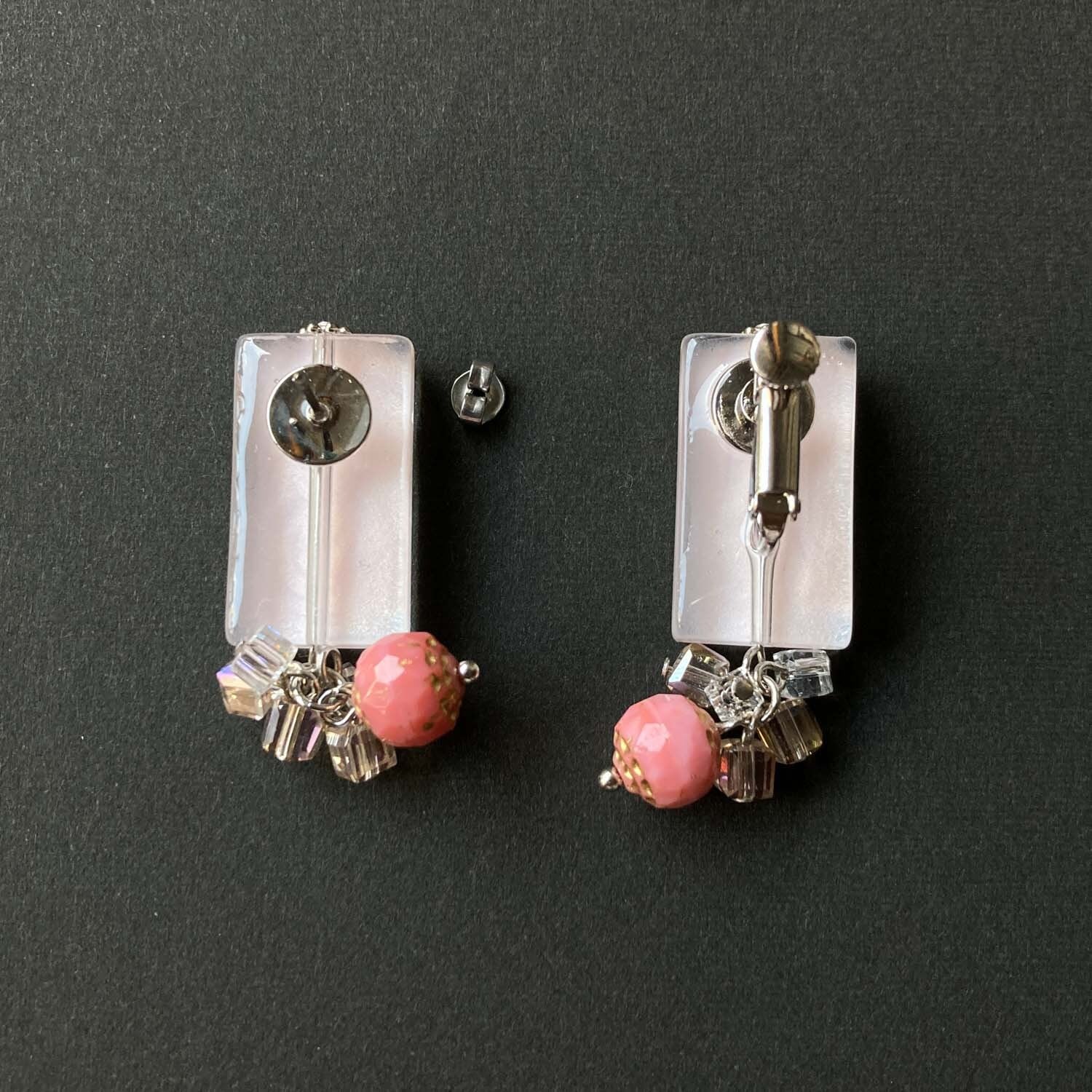 クリア&ピンクビーズの〈ピアス/イヤリング〉 | Dua-アクセサリー