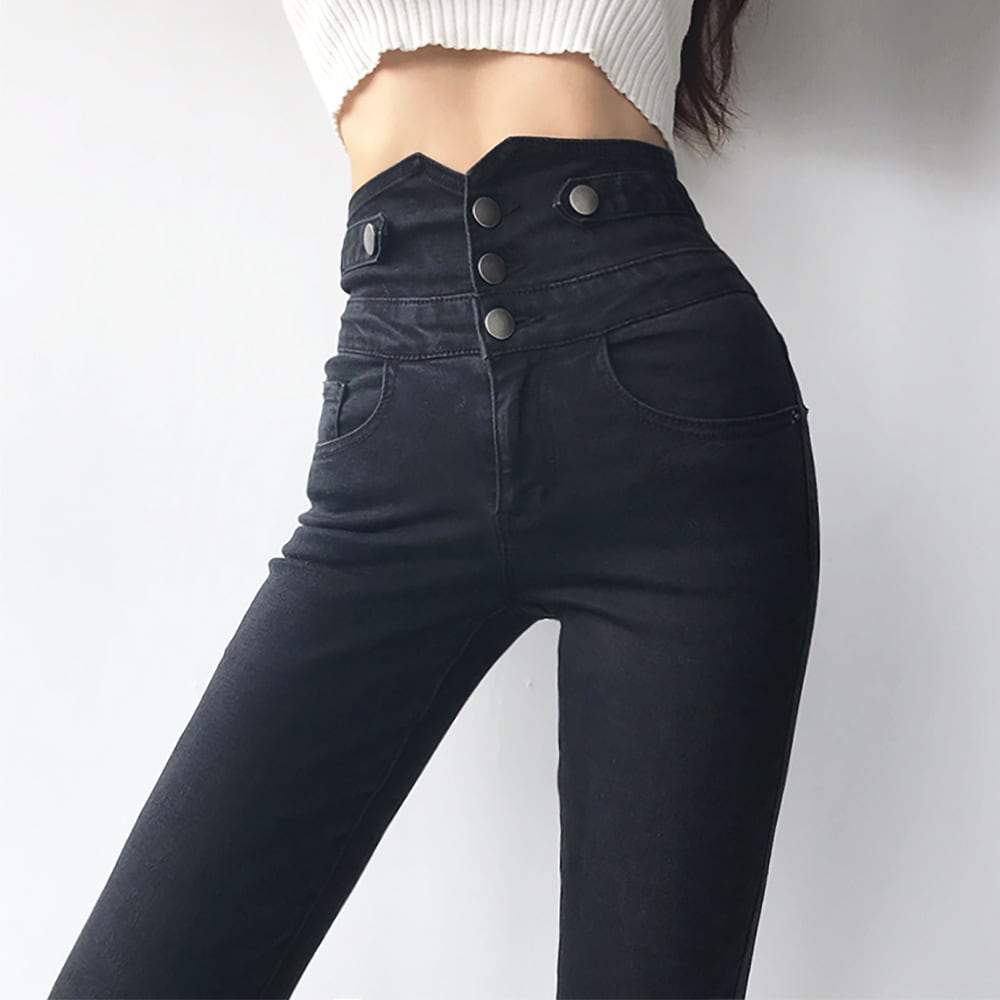 【新作】【送料無料】 ハイウエストジーンズ女性のためのレトロ 2023 新しいスリムフィット春と秋の弾性ペンシルタイトな小さなブーツパンツ 0337313494303