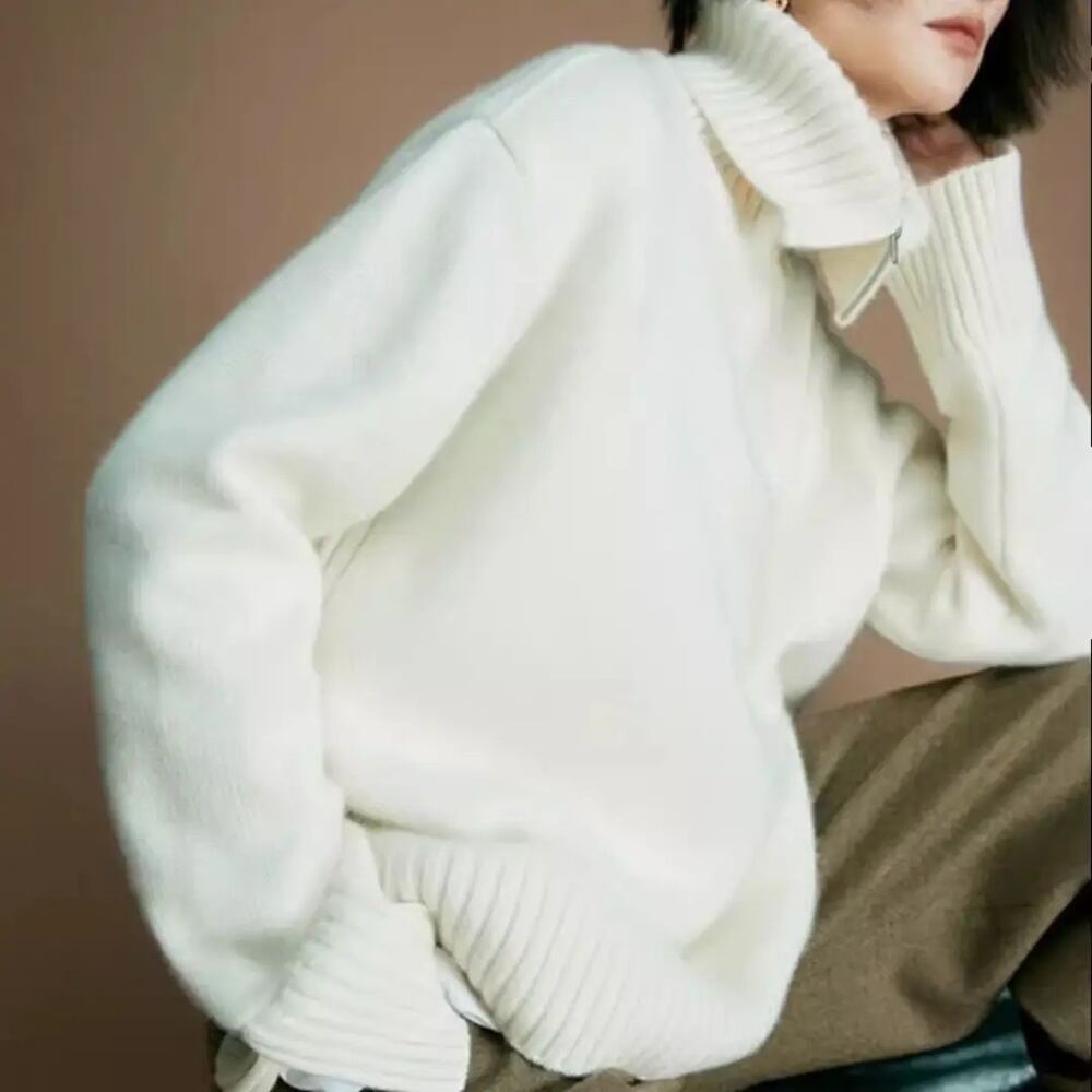 Winvynee-レディースグレールーズセーター、100% ウール、ハーフジップ