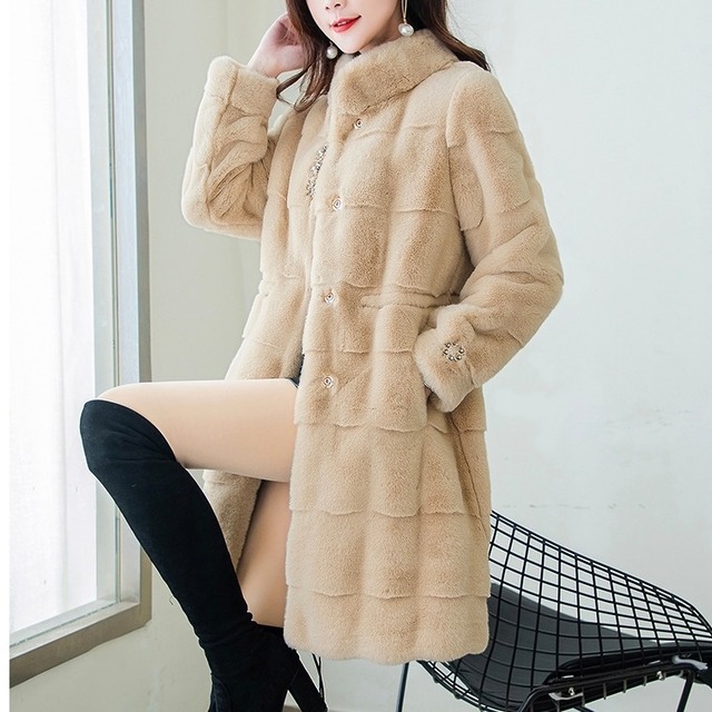 【M~3XL,4color】もこもこ ボーダーライン 花ビジュー コート a073