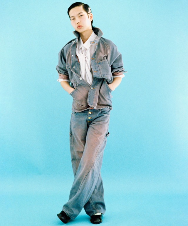 HOMMENA / HM26AWVE05 CRUMPED DENIM JACKET(PINK)