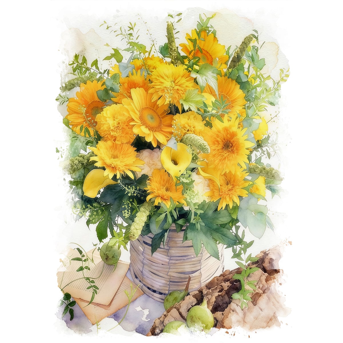 絵画　黄色　お花　美術品　絵　インテリア　 Amazon.co.jp: 北欧ヴィンテージフラワー黄色の花ポスターキャンバス