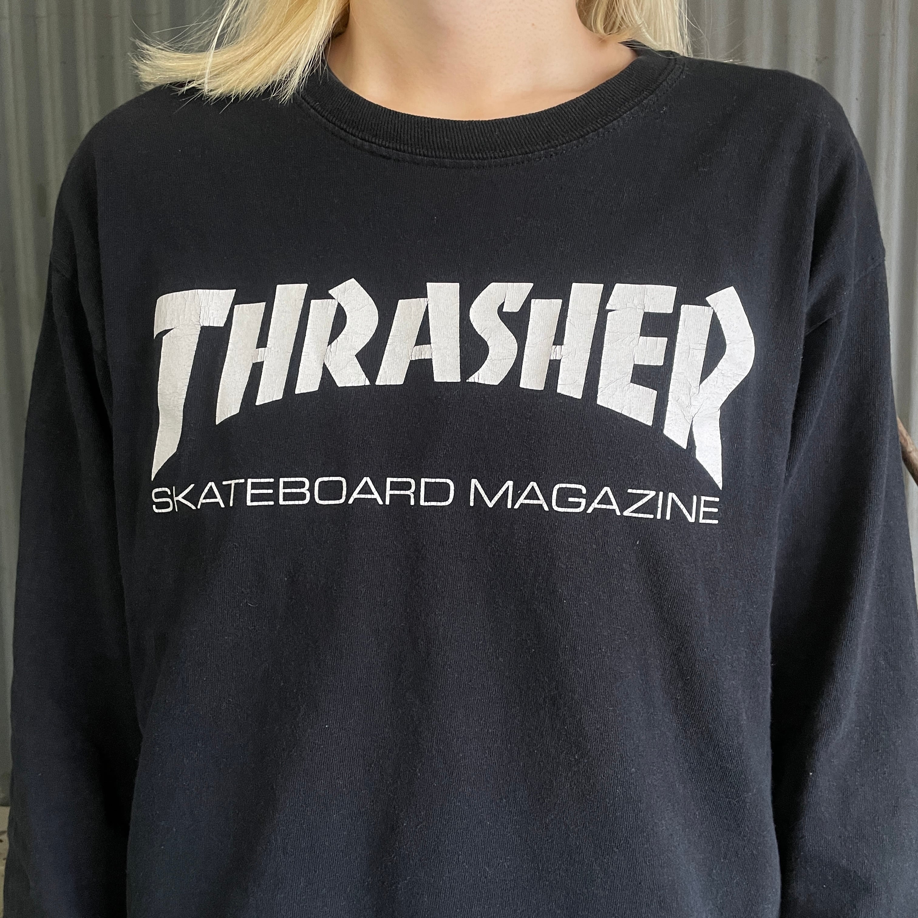 THRASHER FLAME LOGO スラッシャー フレイム 長袖Tシャツ メンズM 古着