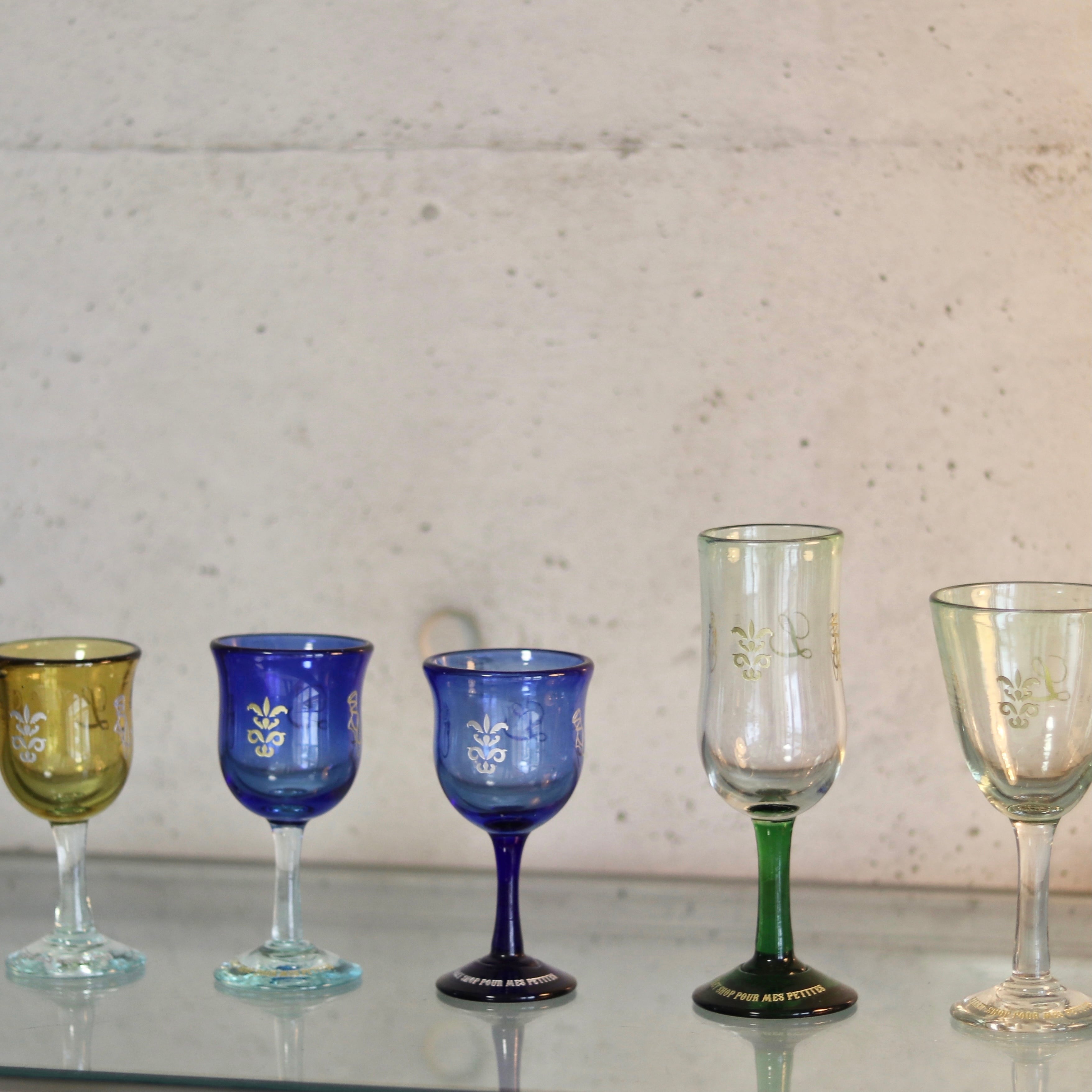 オリジナル琉球ガラス：ワイングラス　エンブレム7