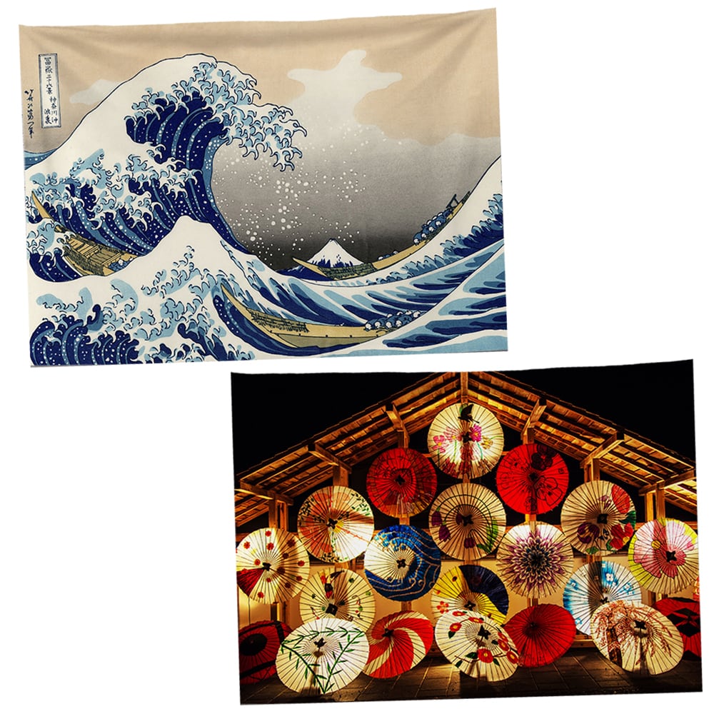 5枚入り】和柄 大判の布 タペストリー 背景布 浮世絵 鯉 波 アート