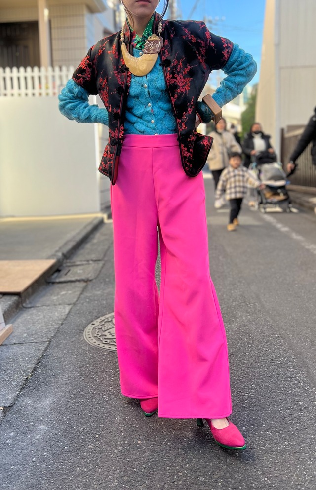 70s style Neon pink simple pants ( ネオン ピンク シンプル パンツ )