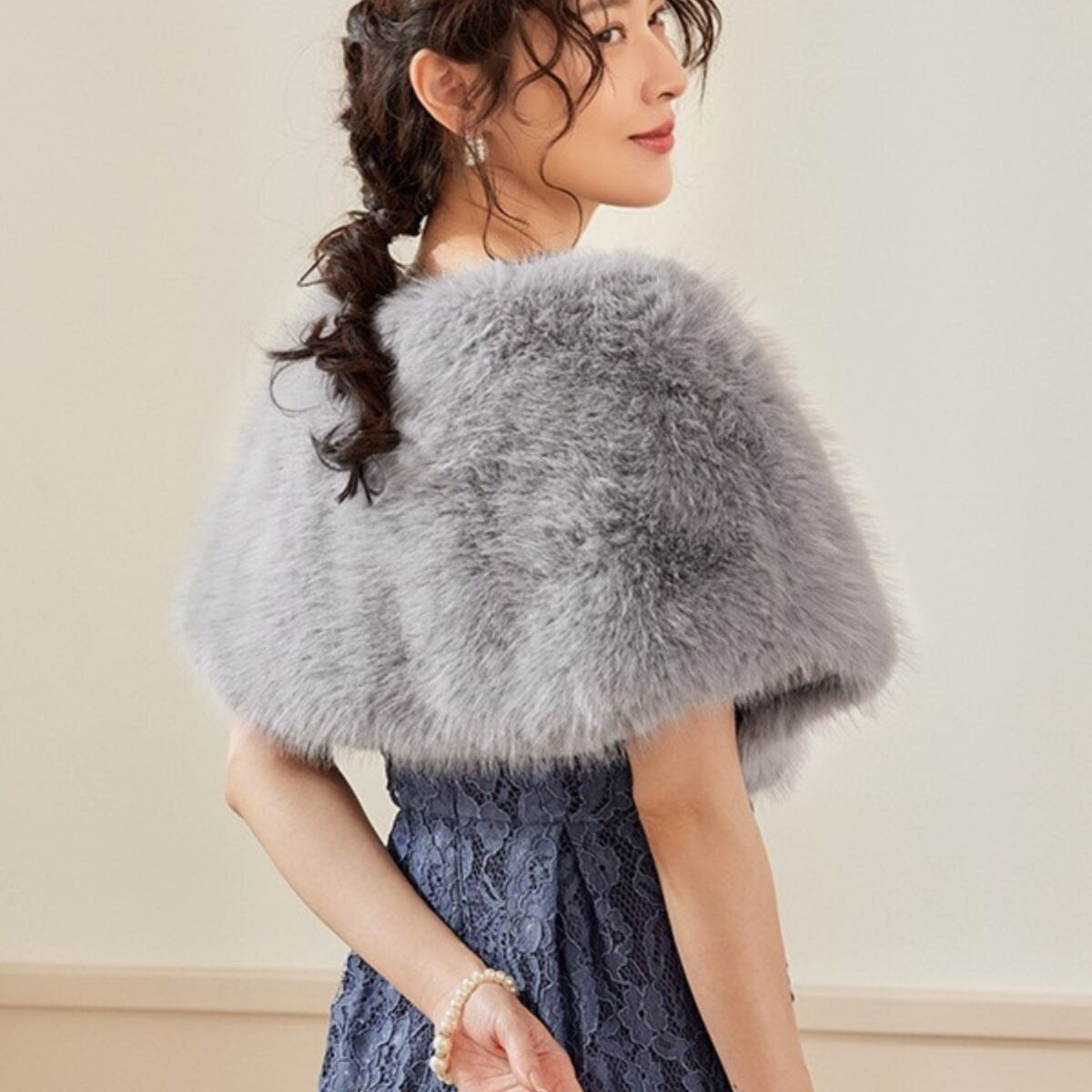 ホワイト ミンク毛皮 ショール風ボレロ ずっと欲しかったホワイト