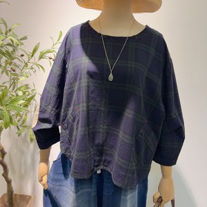 チェック柄ワイドシルエット ショート丈シャツ2col H 26452