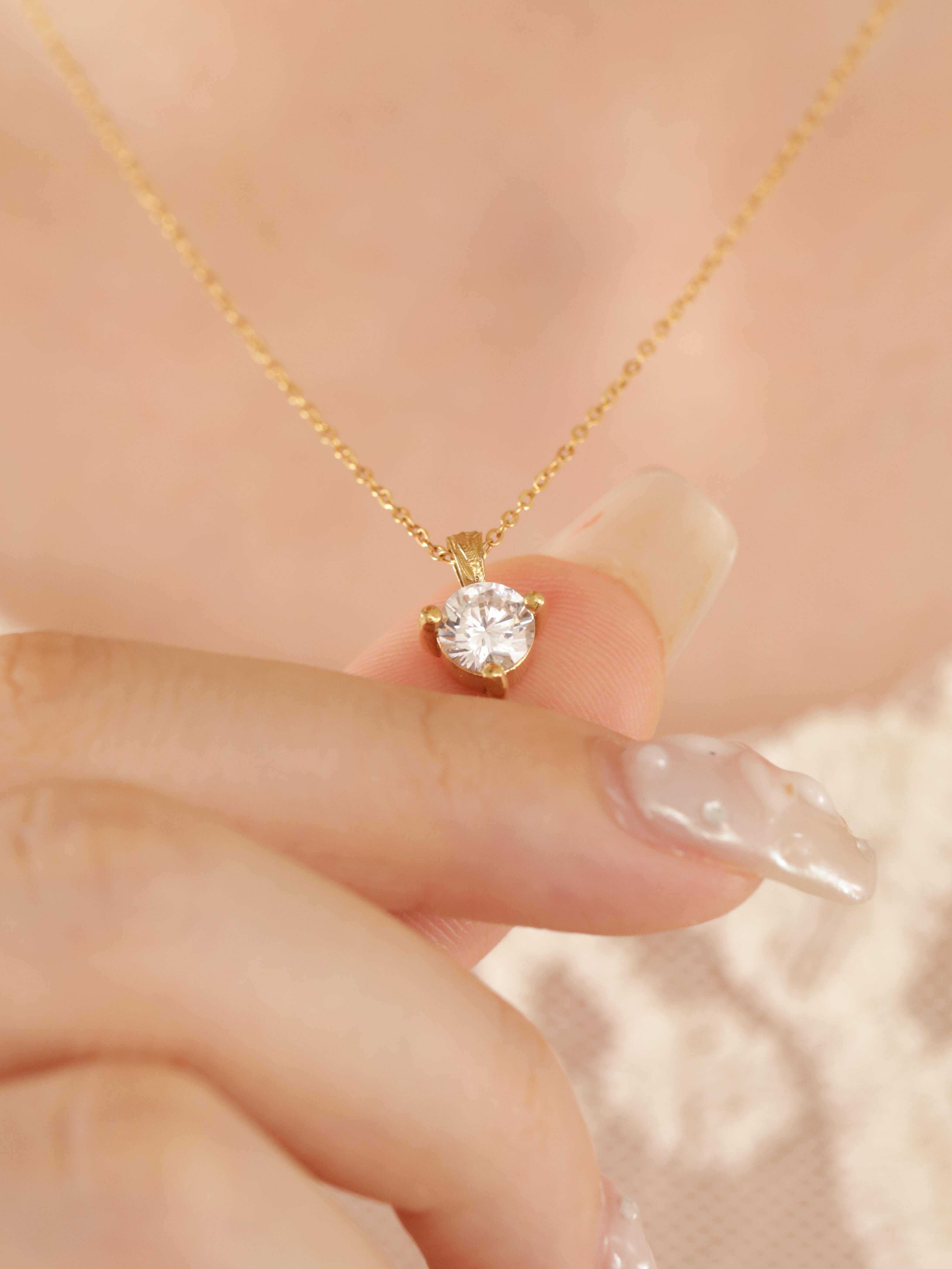 316L simple zirconia necklace #n83
