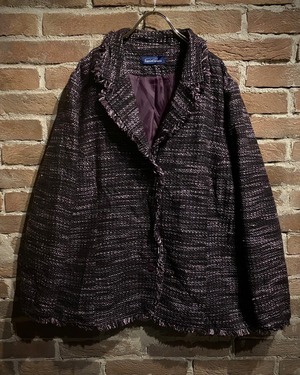【Caka act3】Beautiful Purple Color Vintage Loose Tweed Jacket