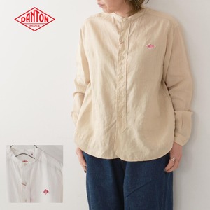 DANTON [ダントン] W's L/S LINEN CLOTH  NO COLLAR SHIRTS [JD-3606KLS]  ノーカラーシャツ・長袖バンドカラーシャツ・長袖綿シャツ・シャツ・レディース・女性用・婦人服・LADY'S [2022SS]