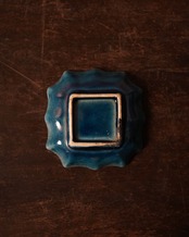 小皿　珉平焼　青釉　幾何学文　/　兵庫