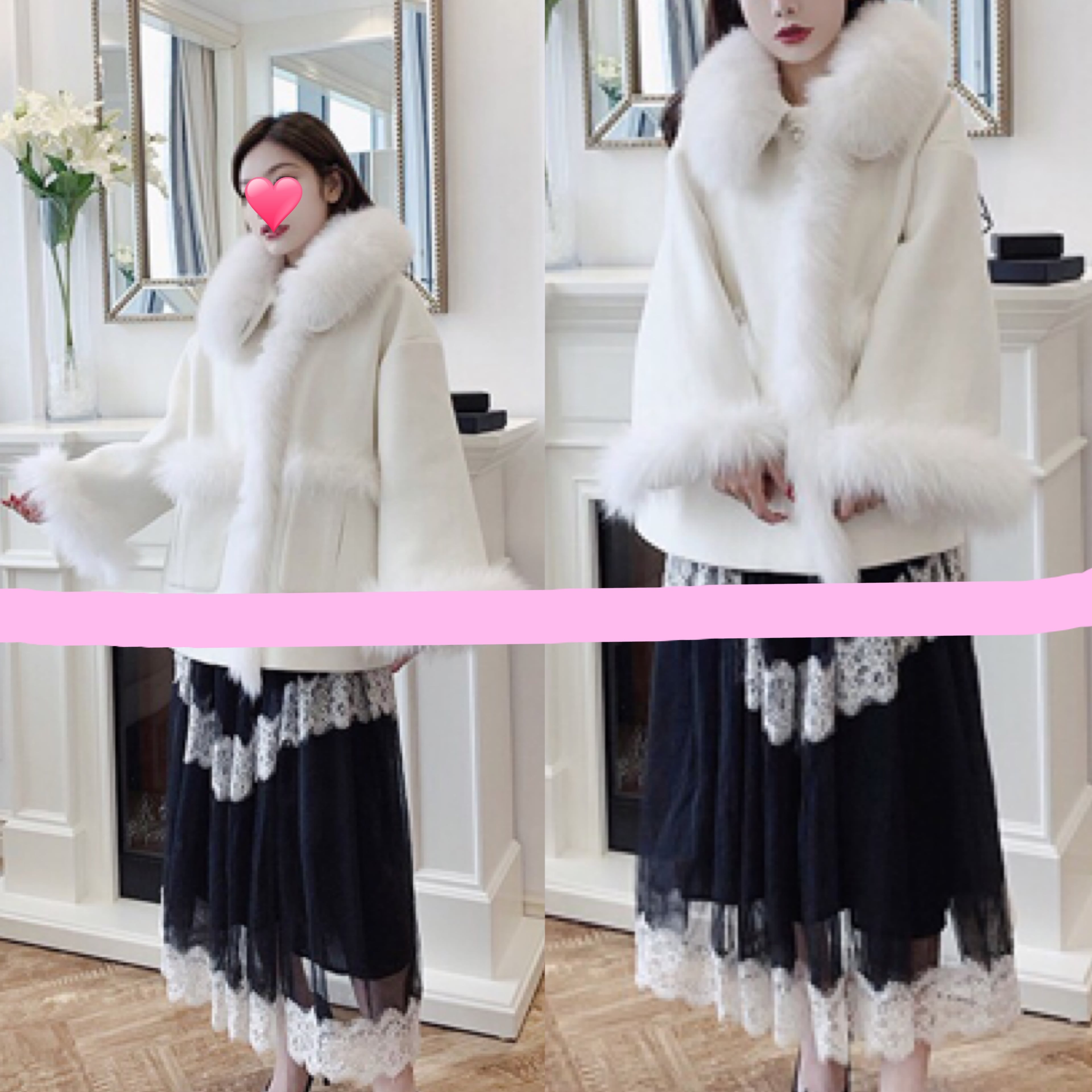 コート ファー ホワイト ポケット ゴージャス 白 襟 ショート アウター