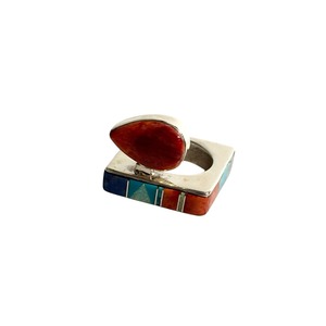 high quality multi-stone inlay silver ring