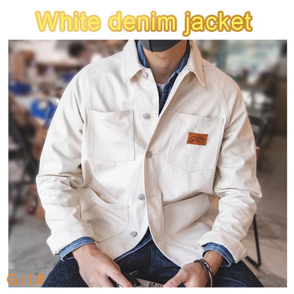 デニム ジャケット レトロ ツーリング アメカジ 復古 カジュアル 白デニム ジャケット シャツ 上着 57730474 Gilb