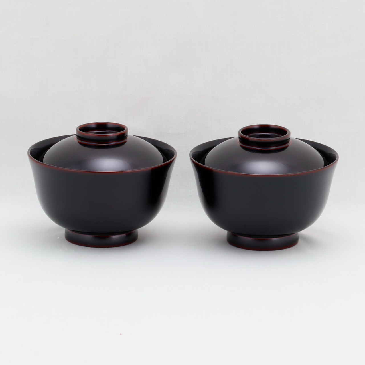 1002  輪島塗　夫婦吸物椀／端反形／溜塗