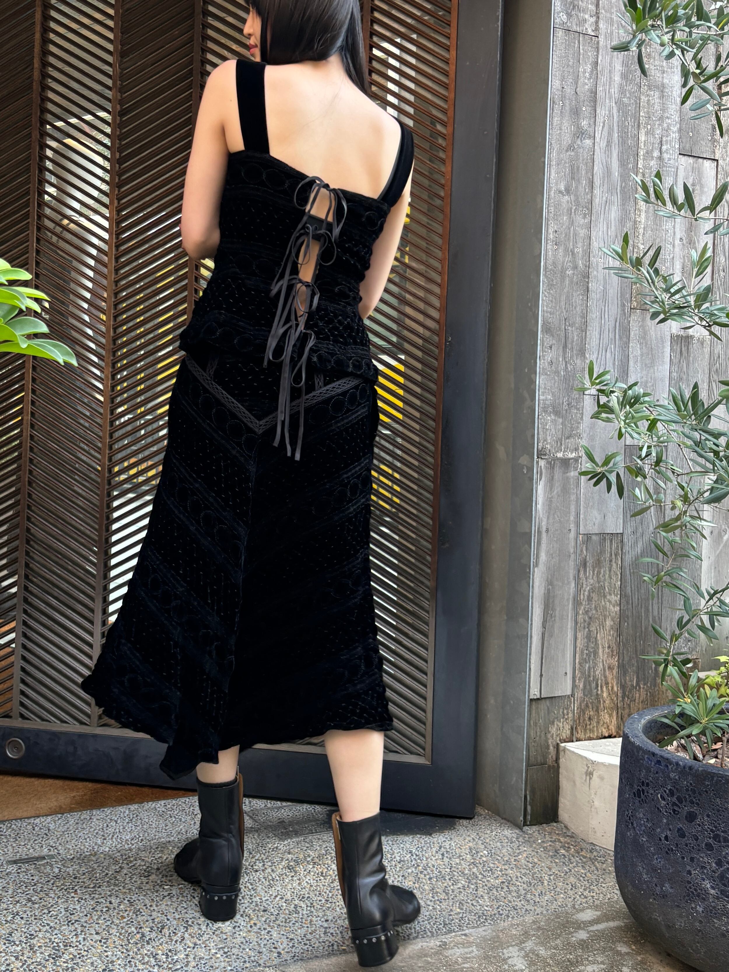 24AW】FETICO フェティコ / VELVET EMBROIDERED SKIRT | TRENT  