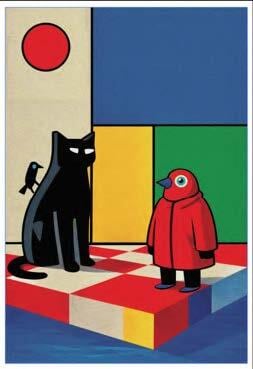 George Bayer "le Chat and the Primary colored Island" Original