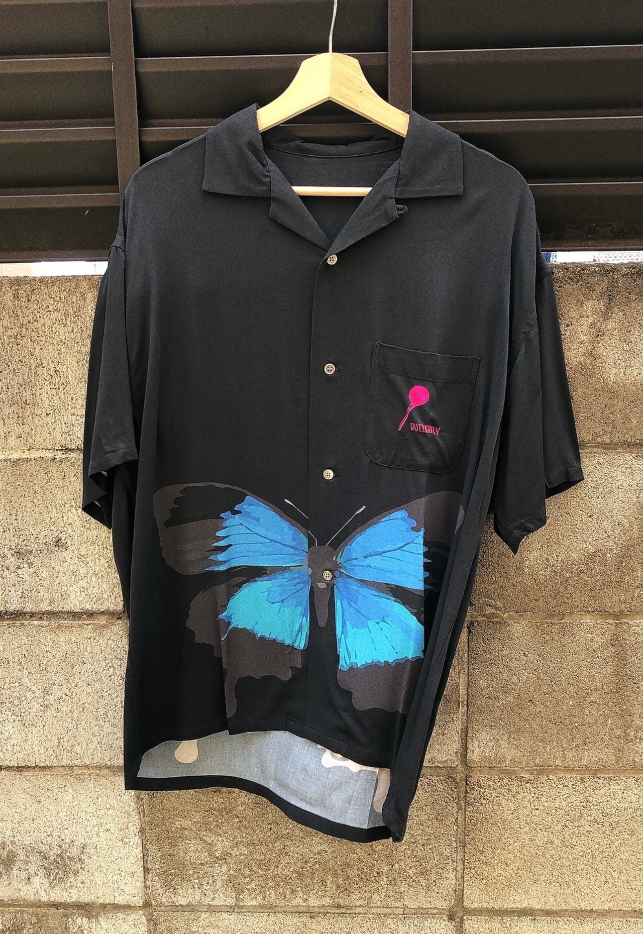 BUTTERFLY  RAYON  SHIRTS   BLACK