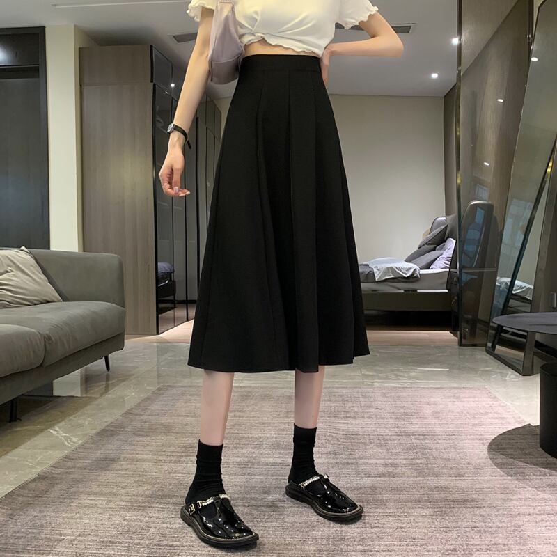 スカート プリーツサマーハイウェストAラインロング 夏物 試着室77688295043