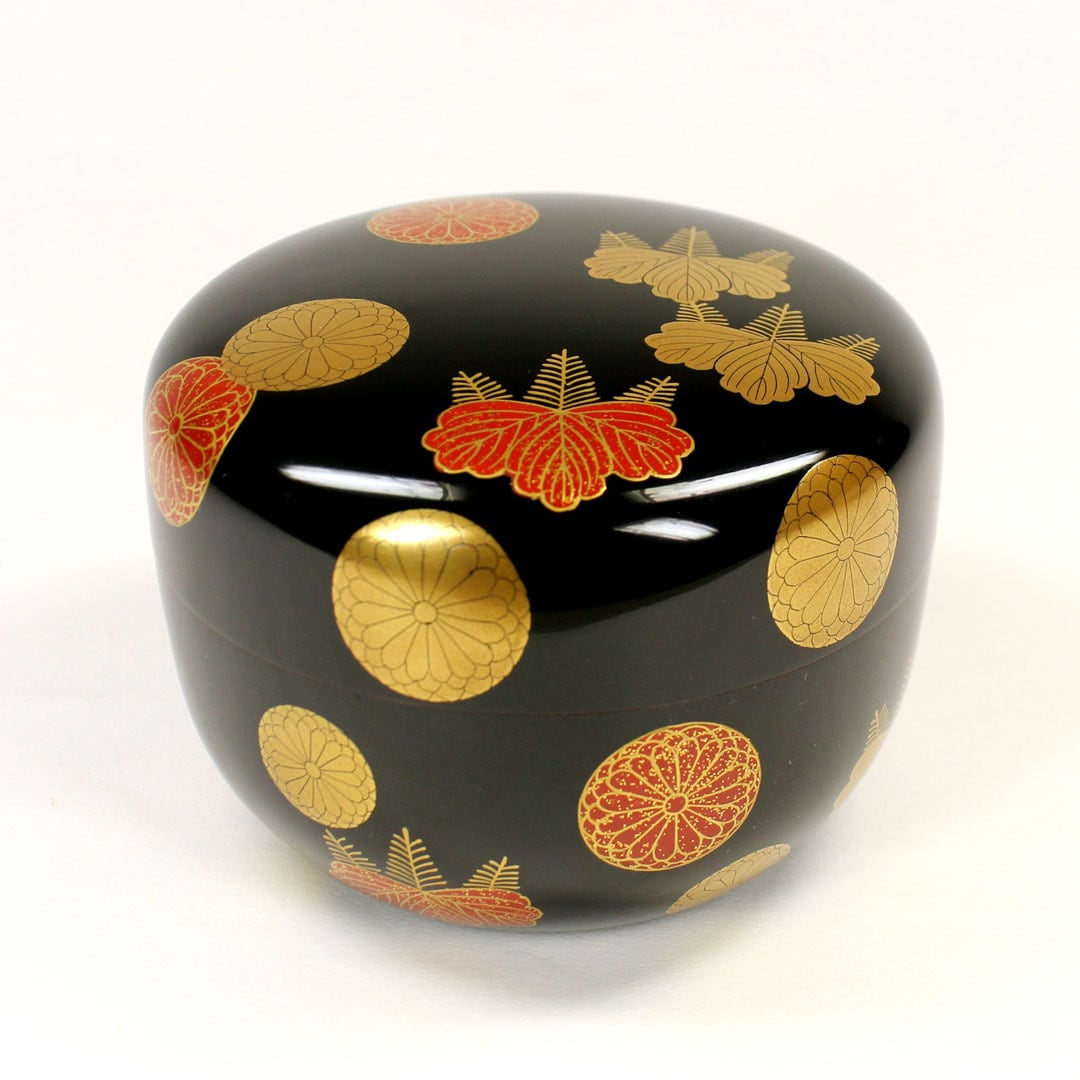 ☆加賀蒔絵師！高台寺 蒔絵 棗『前端 こだわ 春斉(春斎)』作！共箱 